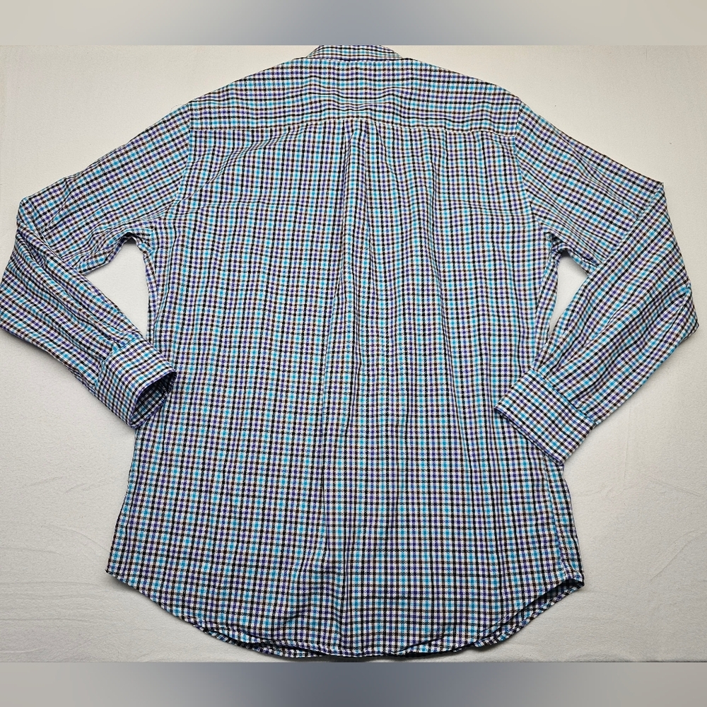 Peter Millar Crown Sport Gingham Check Long‎ Sleeve Button Down Shirt - Picture 3 of 6